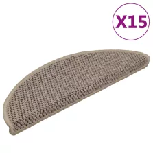   vidaXL 15 db szizál hatású sötét bézsszínű lépcsőszőnyeg 56x17x3 cm