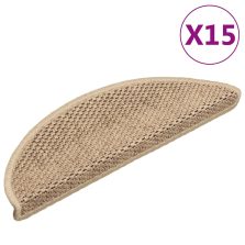   vidaXL 15 db szizál hatású homokszínű öntapadó lépcsőszőnyeg 56x17x3cm