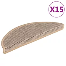   vidaXL 15 db szizál hatású világos bézsszínű lépcsőszőnyeg 56x17x3 cm