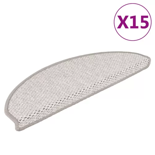 vidaXL 15 db szizál hatású platina öntapadó lépcsőszőnyeg 65x21x4 cm