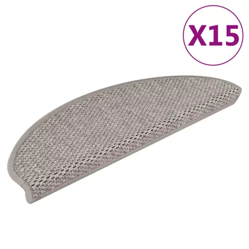 vidaXL 15 db szizál hatású ezüstszínű öntapadó lépcsőszőnyeg 65x21x4cm
