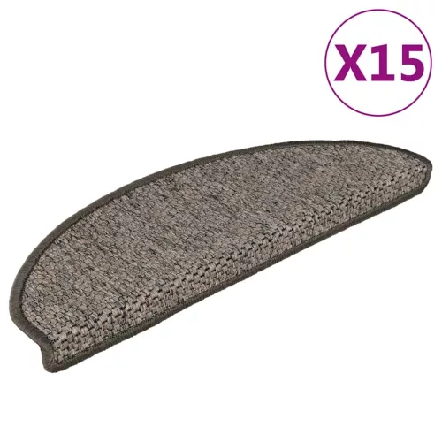 vidaXL 15 db szizál hatású barna bézs öntapadó lépcsőszőnyeg 65x21x4cm