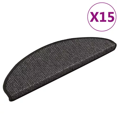 vidaXL 15 db szizál hatású antracitszürke lépcsőszőnyeg 65x21x4 cm