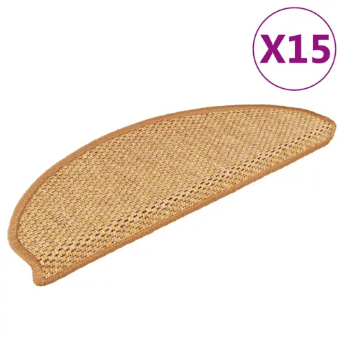 vidaXL 15 db szizálhatású szizálszínű öntapadó lépcsőszőnyeg 65x21x4cm
