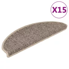   vidaXL 15 db szizál hatású sötét bézsszínű lépcsőszőnyeg 65x21x4 cm
