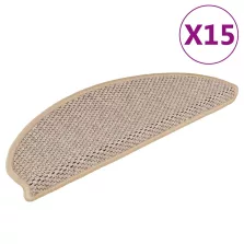   vidaXL 15 db szizál hatású világos bézsszínű lépcsőszőnyeg 65x21x4 cm