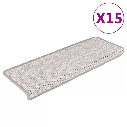 vidaXL 15 db szizál hatású platina öntapadó lépcsőszőnyeg 65x21x4 cm