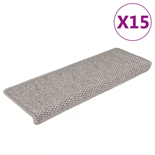vidaXL 15 db szizál hatású ezüstszínű öntapadó lépcsőszőnyeg 65x21x4cm