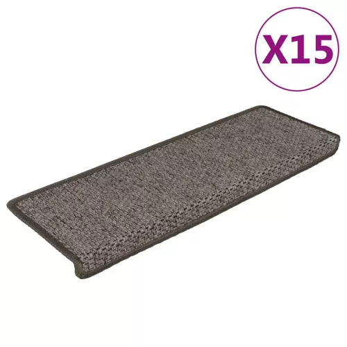 vidaXL 15 db szizál hatású szürke-bézs lépcsőszőnyeg 65x21x4 cm