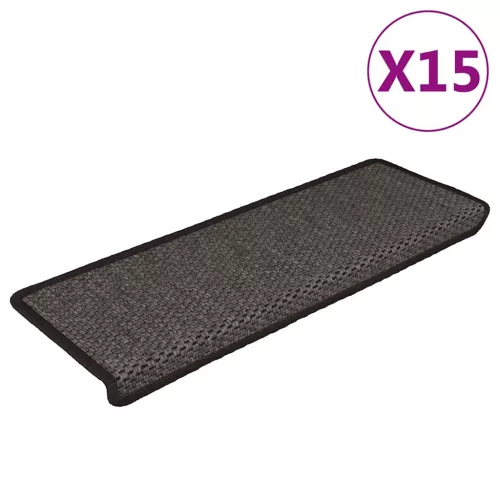 vidaXL 15 db szizál hatású antracitszürke lépcsőszőnyeg 65x21x4 cm
