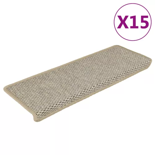 vidaXL 15 db szizál hatású zöld öntapadó lépcsőszőnyeg 65x21x4 cm