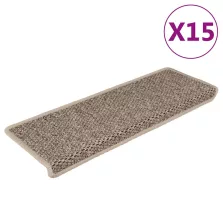   vidaXL 15 db szizál hatású sötét bézsszínű lépcsőszőnyeg 65x21x4 cm