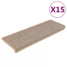   vidaXL 15 db szizál hatású világos bézsszínű lépcsőszőnyeg 65x21x4 cm