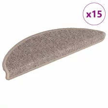   vidaXL 15 db sötétbézs félkör alakú lépcsőszőnyeg 56 x 17 x 3 cm