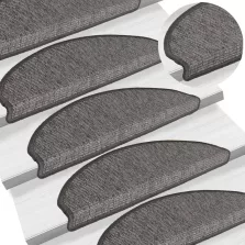   vidaXL 15 db bézs és szürke félkör alakú lépcsőszőnyeg 65 x 21 x 4 cm, nagy