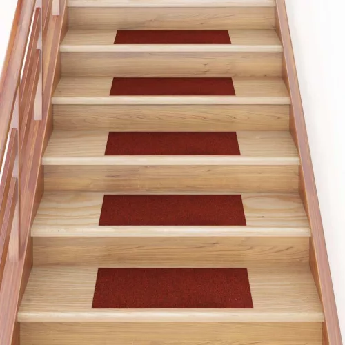 vidaXL 15 db öntapadós lépcsőszőnyeg 60 x 25 cm bordói piros téglalap alakú