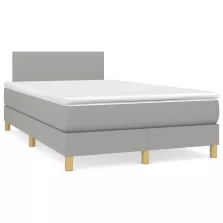   vidaXL világosszürke szövet rugós és LED-es ágy matraccal 120x190 cm