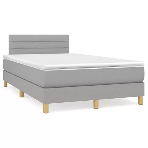 vidaXL világosszürke szövet rugós és LED-es ágy matraccal 120x190 cm