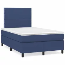   vidaXL kék szövet rugós és LED-es ágy matraccal 120x190 cm