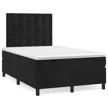   vidaXL fekete bársony rugós és LED-es ágy matraccal 120x190 cm