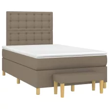   vidaXL tópszínű szövet rugós ágy matraccal 120 x 190 cm