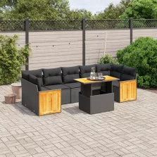   vidaXL 8 részes fekete polyrattan kerti ülőgarnitúra párnákkal