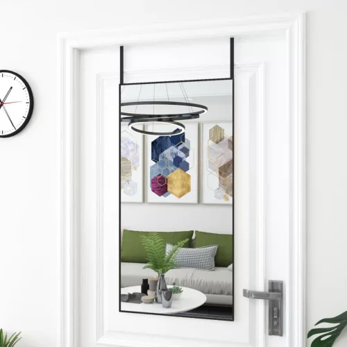 vidaXL fekete üveg és alumínium ajtótükör 50x100 cm