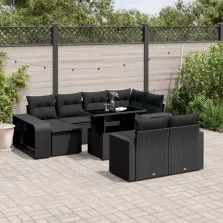   vidaXL 11 részes fekete polyrattan kerti ülőgarnitúra párnákkal