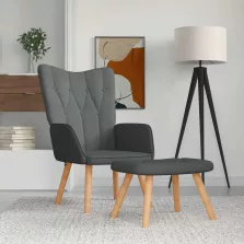 vidaXL sötétszürke szövet pihenőfotel lábtartóval
