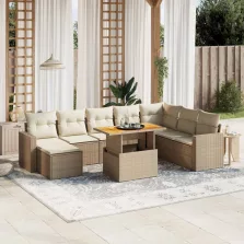   vidaXL 9 részes bézs polyrattan kerti ülőgarnitúra párnákkal