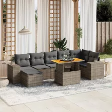   vidaXL 8 részes szürke polyrattan kerti ülőgarnitúra párnákkal