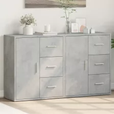   vidaXL 2 db betonszürke szerelt fa tálalószekrény 60 x 31 x 70 cm