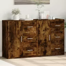   vidaXL 2 db füstös tölgy színű szerelt fa tálalószekrény 60x31x70 cm