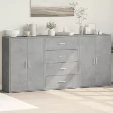   vidaXL 3 db betonszürke szerelt fa tálalószekrény 60 x 31 x 84 cm