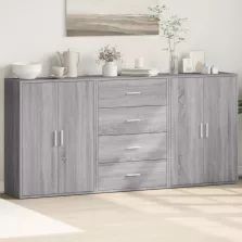   vidaXL 3 db szürke sonoma színű szerelt fa tálalószekrény 60x31x84 cm