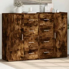   vidaXL 2 db füstös tölgy színű szerelt fa tálalószekrény 60x31x84 cm