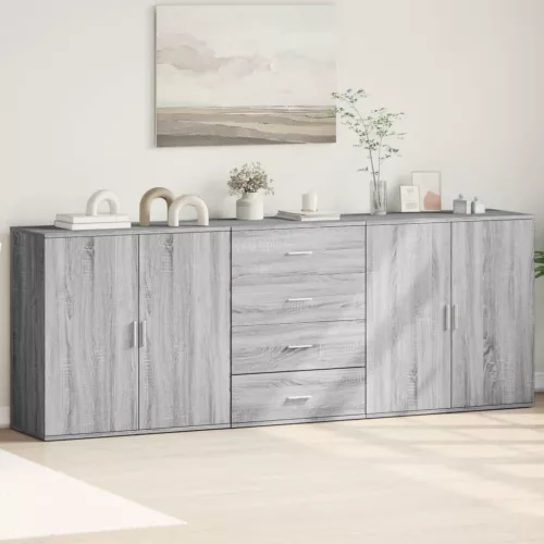 vidaXL 3 db szürke sonoma színű szerelt fa tálalószekrény