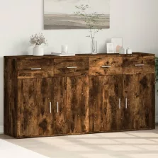   vidaXL 2 db füstös tölgy színű szerelt fa tálalószekrény 79x38x80 cm