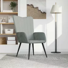 vidaXL világosszürke bársony pihenőfotel