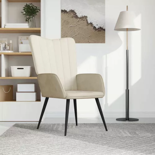 vidaXL krémfehér bársony pihenőfotel