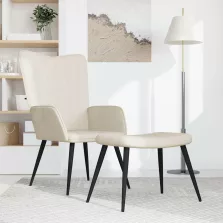 vidaXL krémfehér bársony pihenőszék lábtartóval