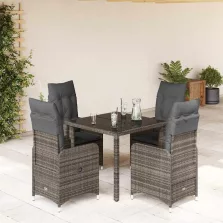   vidaXL 5 részes szürke polyrattan kerti bisztrógarnitúra párnákkal