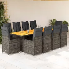   vidaXL 11 részes szürke polyrattan kerti bisztrógarnitúra párnákkal