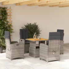   vidaXL 5 részes szürke polyrattan kerti étkezőgarnitúra párnával