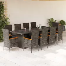   vidaXL 11 részes szürke polyrattan kerti ülőgarnitúra párnákkal