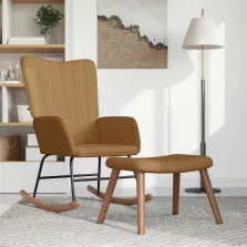 vidaXL barna bársony hintaszék lábtartóval