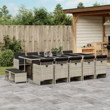   vidaXL 15 részes szürke polyrattan kerti étkezőgarnitúra párnákkal