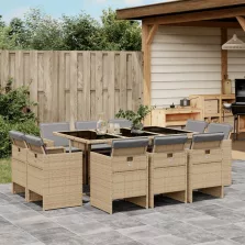   vidaXL 11részes vegyes bézs polyrattan kerti étkezőgarnitúra párnákkal