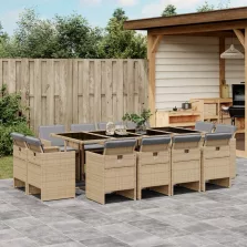   vidaXL 13részes vegyes bézs polyrattan kerti étkezőgarnitúra párnákkal