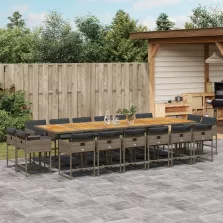   vidaXL 17 részes szürke polyrattan kerti étkezőgarnitúra párnával